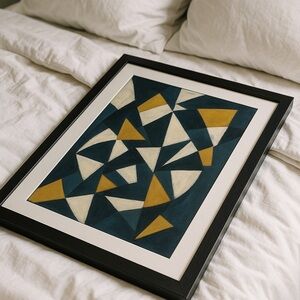 Abstract Geometric Art Print in Black Frame